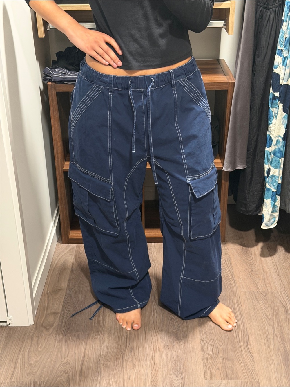 Size 12 Navy Cargo Pants with Contrast Stitching